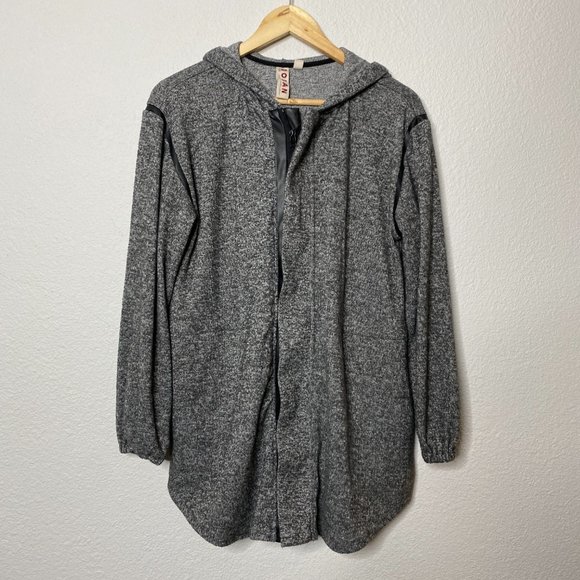 Anthropologie Dolan Gray Hooded Zip Up Leather Trim Tunic Sweater - Picture 10 of 12